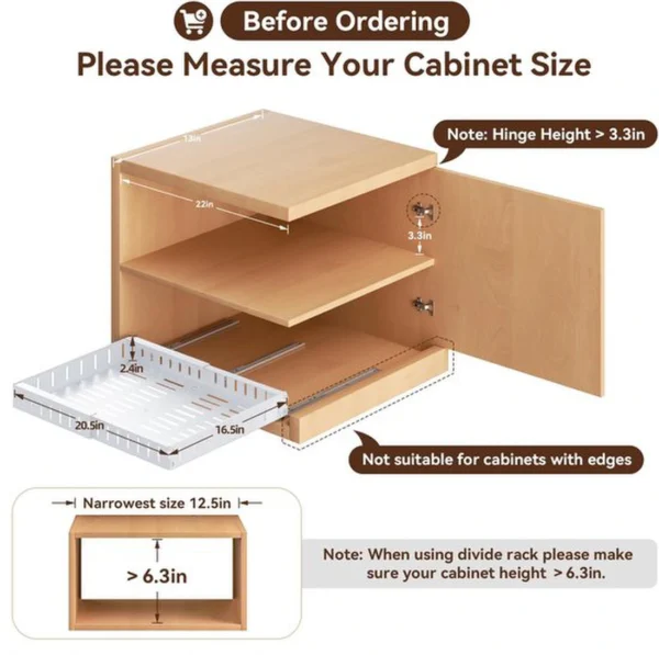 Unyqoos ® Telescopische Uittrekbare Lade Organizer voor Keukenkast met Verstelbaar Ontwerp en Eenvoudige Installatie