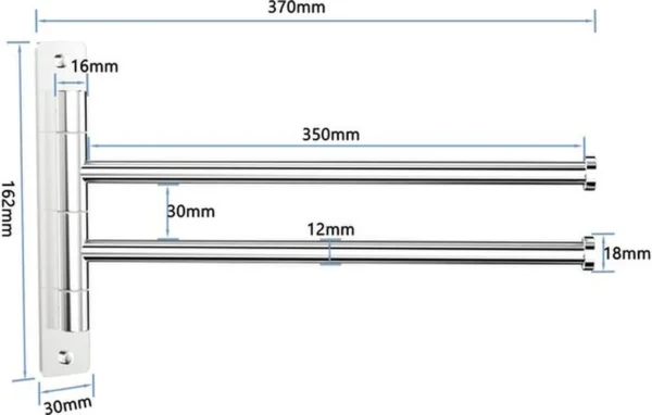 Unyqoos ® Ruimtebesparende Draaibare Handdoekhouder met 2 Armen voor Badkamer en Keuken