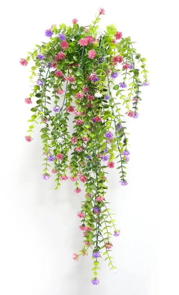 Unyqoos ® Decoratieve Set van 3 Kleurrijke Kunsthangplanten voor Binnen en Buiten - 80 cm