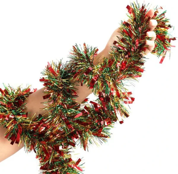 Unyqoos ® Kleurrijke Kerstslinger van 10 Meter voor Binnen- en Buitenversiering met Glitters en Lametta