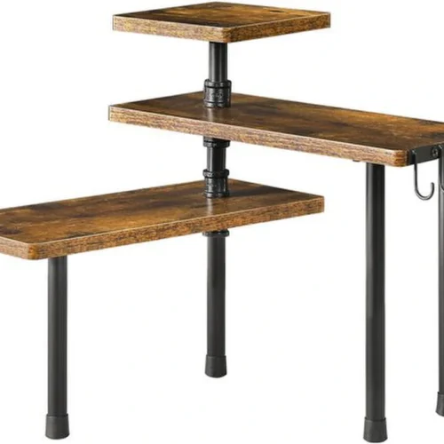 Unyqoos ® Ruimtebesparend Hoekrek met Verstelbare Planken en Haken voor Keuken en Badkamer