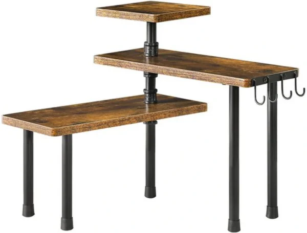 P-87213230123350-20260406101617.webp Unyqoos ® Ruimtebesparend Hoekrek met Verstelbare Planken en Haken voor Keuken en Badkamer