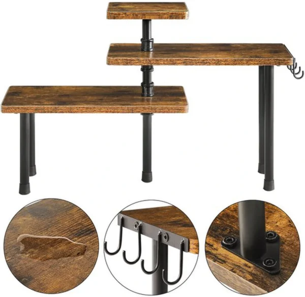 P-87213230123359-20260406101644.webp Unyqoos ® Ruimtebesparend Hoekrek met Verstelbare Planken en Haken voor Keuken en Badkamer