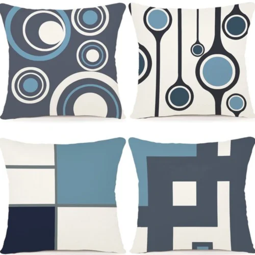 P-87213230126940-20260406110320.webp Unyqoos ® Set van 4 Stijlvolle Kussenhoezen met Geometrisch Design voor Binnen en Buiten, 40 x 40 cm