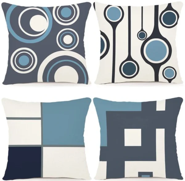 Unyqoos ® Set van 4 Stijlvolle Kussenhoezen met Geometrisch Design voor Binnen en Buiten, 40 x 40 cm