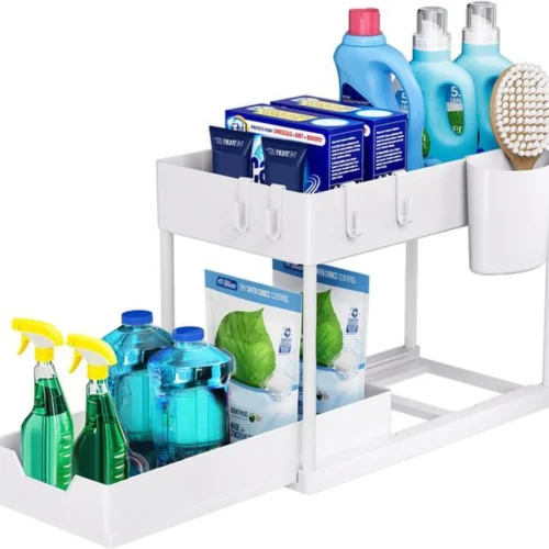 Unyqoos ® Multifunctioneel Onderkast Organisatiesysteem met Twee Verdiepingen voor Keuken en Badkamer