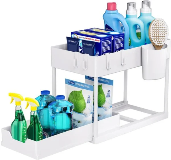 Unyqoos ® Multifunctioneel Onderkast Organisatiesysteem met Twee Verdiepingen voor Keuken en Badkamer