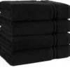 P-87213230140490-20260405183253.webp Unyqoos® Luxueuze Set van 4 Zwarte Katoenen Handdoeken voor Badkamer en Spa