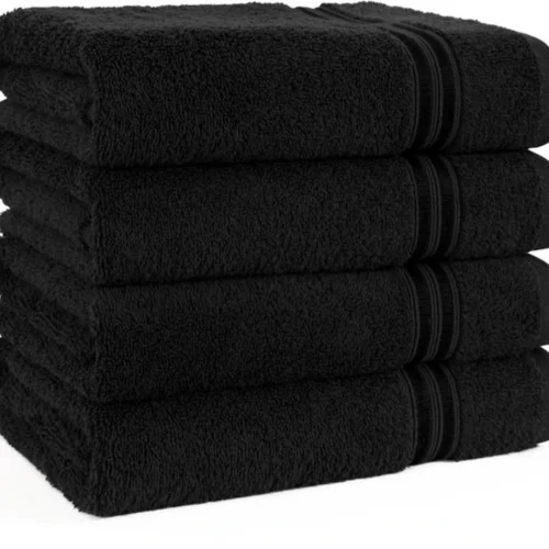 Unyqoos® Luxueuze Set van 4 Zwarte Katoenen Handdoeken voor Badkamer en Spa