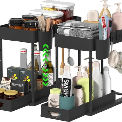 Unyqoos ® Handige Keuken- en Badkamerorganizer met Verstelbare Hoogtes en Veelzijdige Opslagmogelijkheden