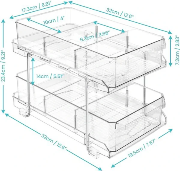P-87213230144454-20260406101816.webp Unyqoos ® Multifunctionele 2-Laags Organizer met Uittrekbare Laden voor Onderkasten en Werkbladen