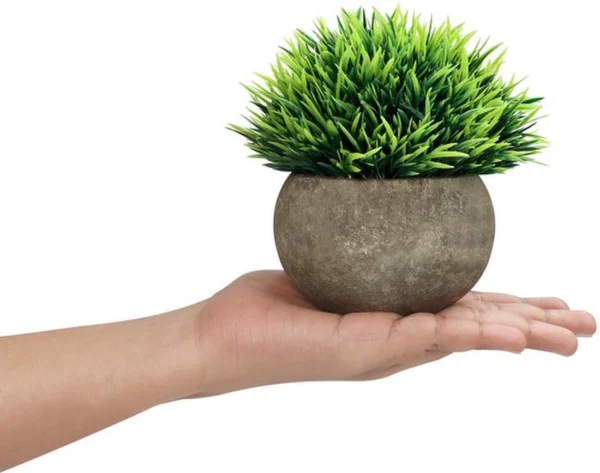 Unyqoos ® Set van 2 Realistische Miniatuur Kamerplanten in Decoratieve Grijze Potten