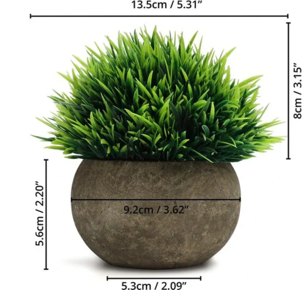 Unyqoos ® Set van 2 Realistische Miniatuur Kamerplanten in Decoratieve Grijze Potten