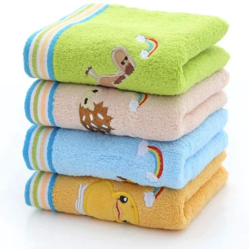 P-87213230151690-20260405181125.webp Unyqoos ® Set van Vier Zachte Kinderhanddoeken met Cartoon Borduurwerk voor Kinderen