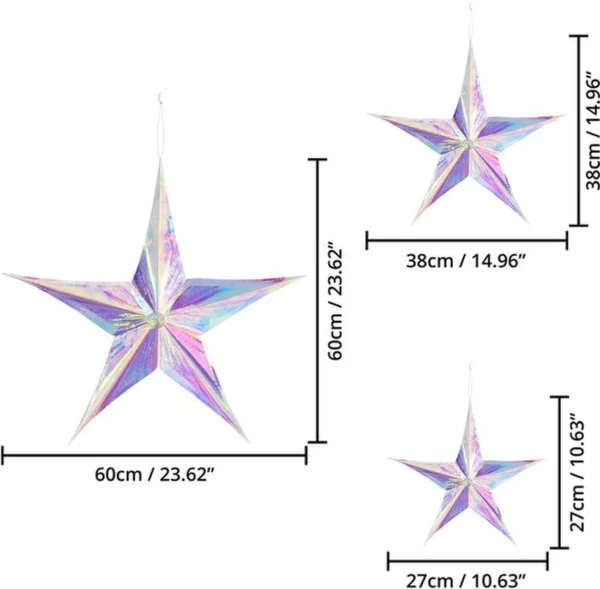 Unyqoos ® Set van Drie Sprankelende Vijfpuntige Sterren voor Feestelijke Decoratie en Sfeer