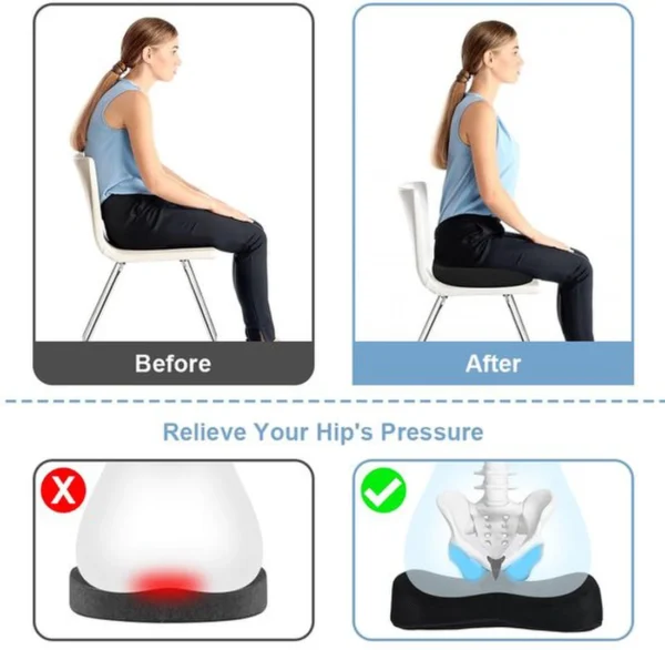 Unyqoos ® Comfortabel Ergonomisch Zitkussen van Hoogwaardig Traagschuim voor Diverse Zitplaatsen en Rugondersteuning