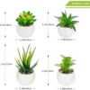 Unyqoos ® Set van 4 Decoratieve Mini Kunstplanten in Keramische Potten voor Diverse Interieurstijlen
