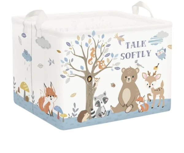 Unyqoos® Opvouwbare Kinderwasmand met Bosdierenprint en Handige Opbergoplossingen voor Kinderen