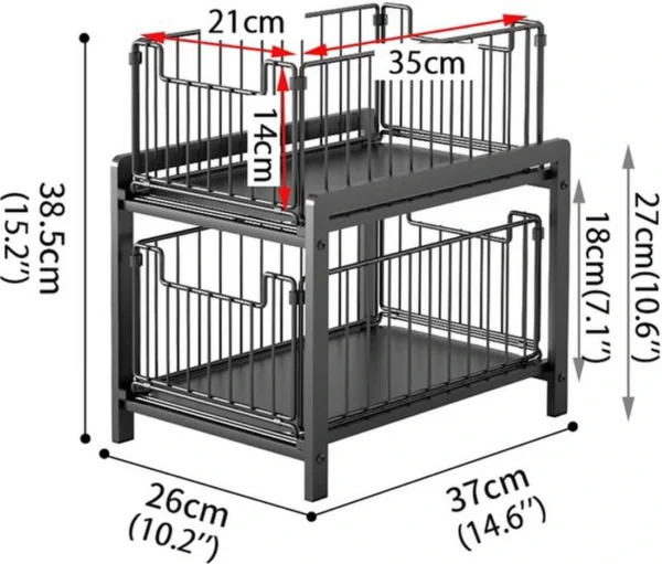 Unyqoos ® Stijlvol en Praktisch Keukenrek met Dubbele Schuifmanden voor Efficiënte Opslag