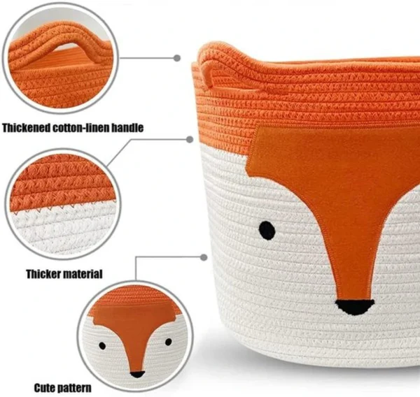 P-87213230167848-20260406082903.webp Unyqoos® Opvouwbare Katoenen Opbergmand met Schattig Vosontwerp en Handige Handgrepen voor Kinderen