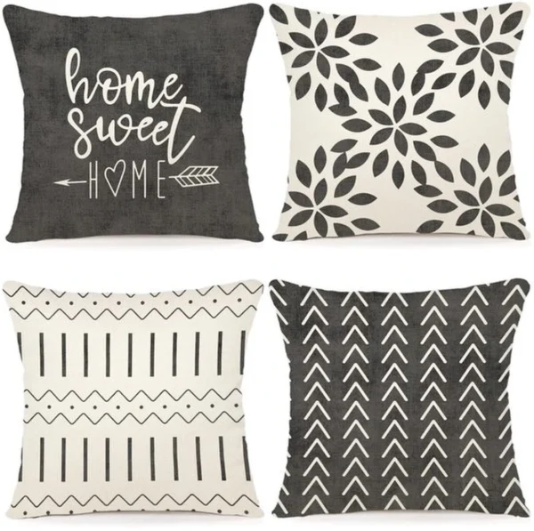 Unyqoos ® Set van 4 Luxe Linnen Sierkussenslopen voor Binnen- en Buitengebruik, 40 x 40 cm