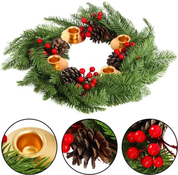 Unyqoos ® Kerst Adventskrans Met Realistische Decoraties Voor Feestelijke Tafeldecoratie