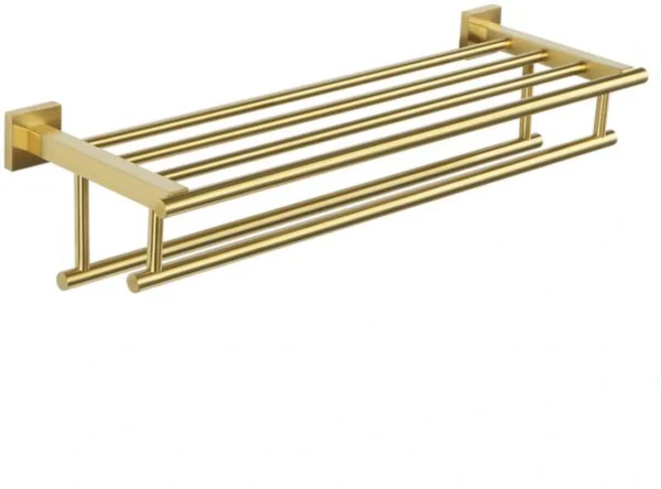 Unyqoos ® Dubbele Wandgemonteerde Handdoekhouder van Roestvrij Staal met Gouden Afwerking voor Badkamer en Keuken