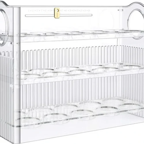 Unyqoos ® Eierhouder met Drie Lagen voor Koelkastopslag en Eenvoudige Toegang, Transparante Kunststof Organisator