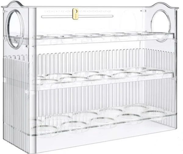 Unyqoos ® Eierhouder met Drie Lagen voor Koelkastopslag en Eenvoudige Toegang, Transparante Kunststof Organisator