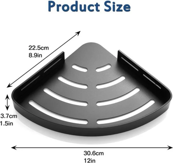 Unyqoos ® Stijlvolle Zwarte Hoek Doucheplank Set zonder Boren voor Badkamer en Keuken, 2 Stuks