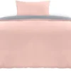 Unyqoos® Zacht en Onderhoudsvriendelijk Microvezel Beddengoedset met Ritssluiting - 135x200 cm + Kussensloop 50x75 cm in Grijs/Roze