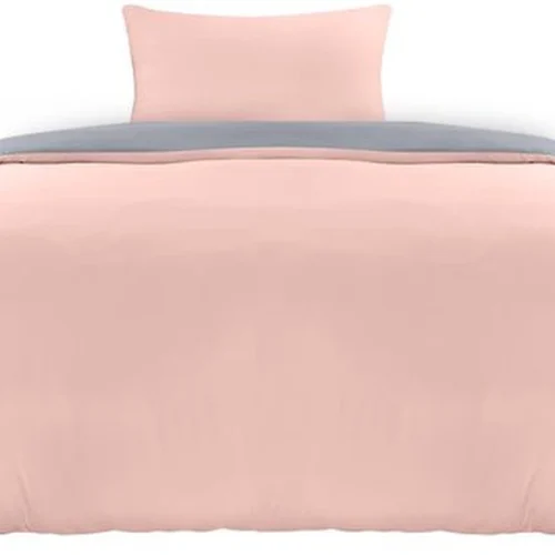 Unyqoos® Zacht en Onderhoudsvriendelijk Microvezel Beddengoedset met Ritssluiting - 135x200 cm + Kussensloop 50x75 cm in Grijs/Roze