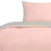 Unyqoos® Zacht en Onderhoudsvriendelijk Microvezel Beddengoedset met Ritssluiting - 135x200 cm + Kussensloop 50x75 cm in Grijs/Roze