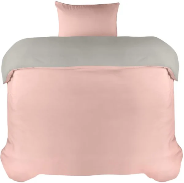Unyqoos® Zacht en Onderhoudsvriendelijk Microvezel Beddengoedset met Ritssluiting - 135x200 cm + Kussensloop 50x75 cm in Grijs/Roze
