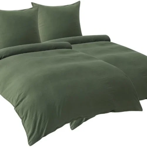 Unyqoos® Buitengewoon Comfortabele 4-Delige Beddengoedset in Olijfgroen met Ritssluiting en Kussenslopen