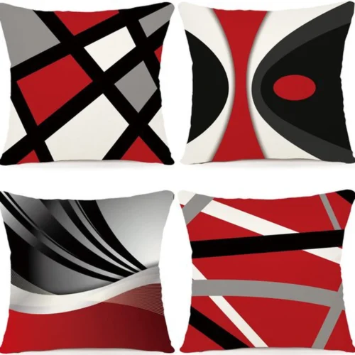 P-87213230193030-20260406110457.webp Unyqoos ® Set van 4 Stijlvolle Kussenhoezen in Geometrisch Design voor Binnen en Buiten, 40x40 cm