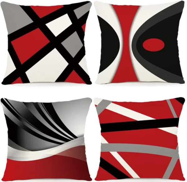 P-87213230193030-20260406110457.webp Unyqoos ® Set van 4 Stijlvolle Kussenhoezen in Geometrisch Design voor Binnen en Buiten, 40x40 cm