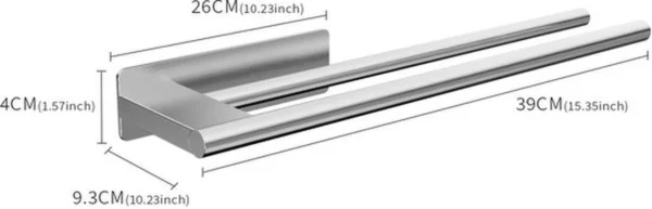 Unyqoos ® Zelfklevende Handdoekhouder met Dubbele Armen, Roestvrij Stalen Wandmontage voor Badkamer en Keuken