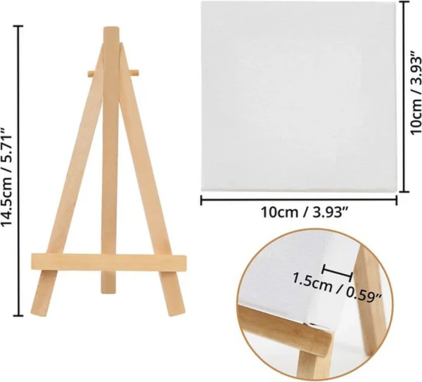 Unyqoos ® Complete Set van 10 Miniatuur Tafelezels met Canvas voor Creatieve Kunstprojecten