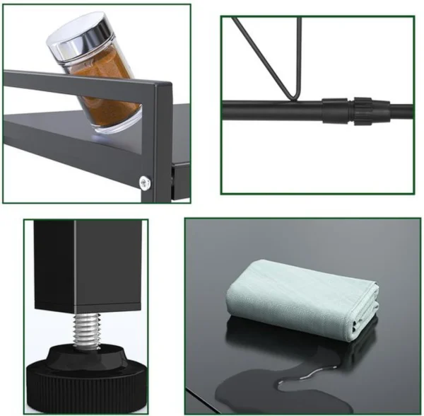 P-87213230197093-20260406095613.webp Unyqoos ® Uitbreidbaar Keukenrek voor Magnetron, Broodrooster en Meer met Verstelbare Hoogte en Haken