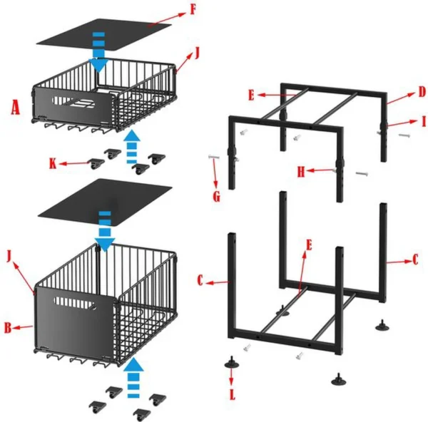Unyqoos ® Uittrekbare Metalen Opbergorganizer voor Keuken en Badkamer met Verstelbare Hoogte en Twee Lagen