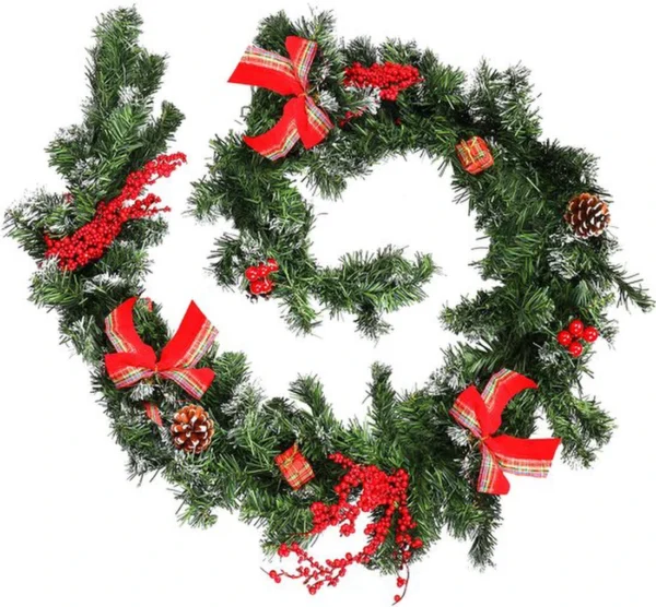 Unyqoos ® Kerst Slinger voor Binnen- en Buitendecoratie met Dennenappels en Bessen, 180 cm Lang