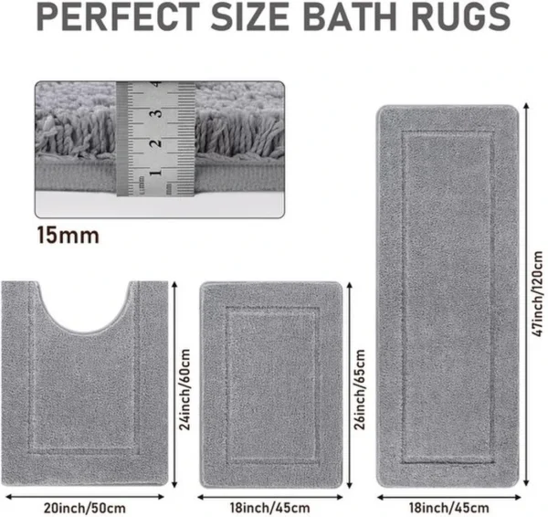 P-87213230199072-20260405134038.webp Unyqoos® Zachte en Luxe 3-delige Antislip Badkamermattenset voor Complete Badkamervloerbedekking