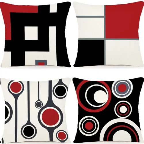 P-87213230199380-20260406110949.webp Unyqoos ® Set van 4 Moderne Geometrische Kussenhoezen 40x40 cm voor Binnen en Buiten