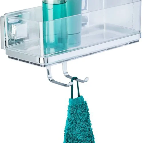 Unyqoos ® Badkamerwandrek Met Innovatief Vacuümsysteem en Handige Opbergruimte voor Douchebenodigdheden