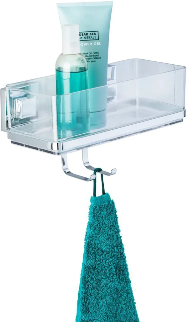 Unyqoos ® Badkamerwandrek Met Innovatief Vacuümsysteem en Handige Opbergruimte voor Douchebenodigdheden