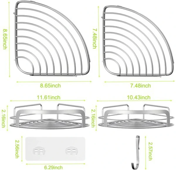 Unyqoos ® Stijlvolle Wandgemonteerde Doucheplank Set met Roestvrije Organizers en Afneembare Haken