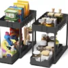 P-87213230204530-20260406094625.webp Unyqoos® Uittrekbare Spoelkastorganizer Met 16 Haken Voor Onder Wastafel, Set Van 2 Stuks, Zwart