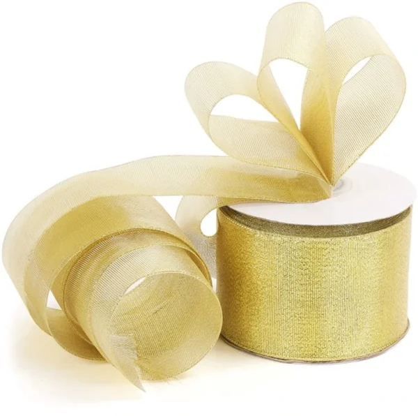 Unyqoos ® Luxueus Gouden Organza Lint voor Feestelijke Decoraties en Creatieve Geschenkverpakkingen - 23 m Lang, 55 mm Breed