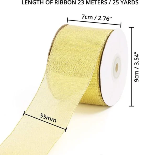 Unyqoos ® Luxueus Gouden Organza Lint voor Feestelijke Decoraties en Creatieve Geschenkverpakkingen - 23 m Lang, 55 mm Breed